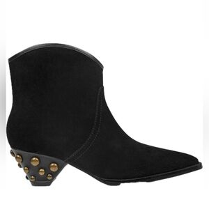 Marc Fisher Rippa black Suede Gold Studded Ankle Boots